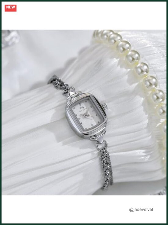 Vintage Bangle-Style Watch Dainty Small Gold Women\'s Bracelet Watch with Square